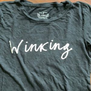 J Crew Hugo Guinness collaboration 100% linen WINKING tee shirt. Size XS. EUC